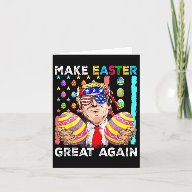 Funny Trump Make Easter Great Again Bunny Hunt Egg Card (Front)