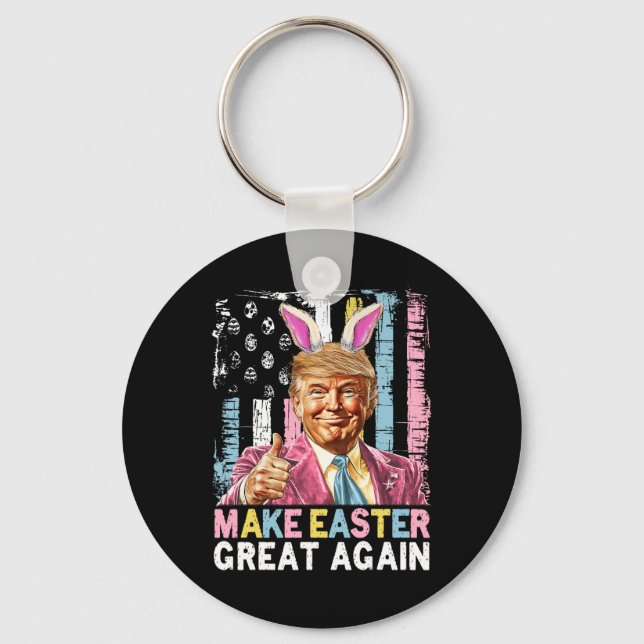 Funny Trump Make Easter Great Again Bunny Hunt Egg Keychain (Front)