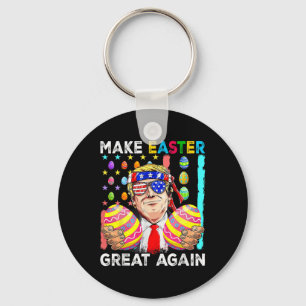 Funny Trump Make Easter Great Again Bunny Hunt Egg Keychain