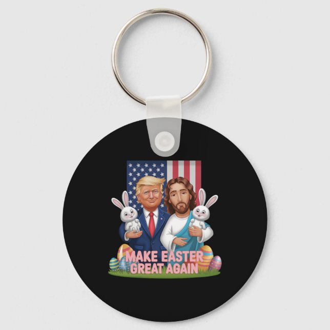 Funny Trump Make Easter Great Again Bunny Hunt Egg Keychain (Front)