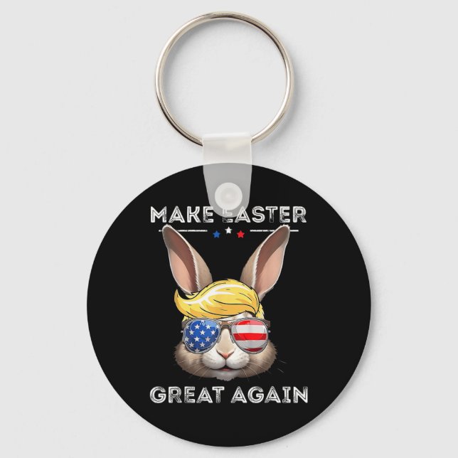 Funny Trump Make Easter Great Again Bunny Hunt Egg Keychain (Front)