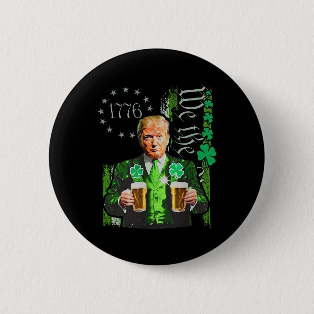 Funny Trump Make St Patrick's Day Great Again Iris Button (Front)