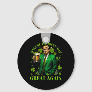 Funny Trump Make St Patrick's Day Great Again Iris Keychain