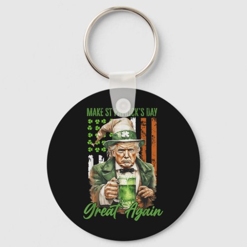 Funny Trump Make St Patricks Day Great Again Irish Keychain