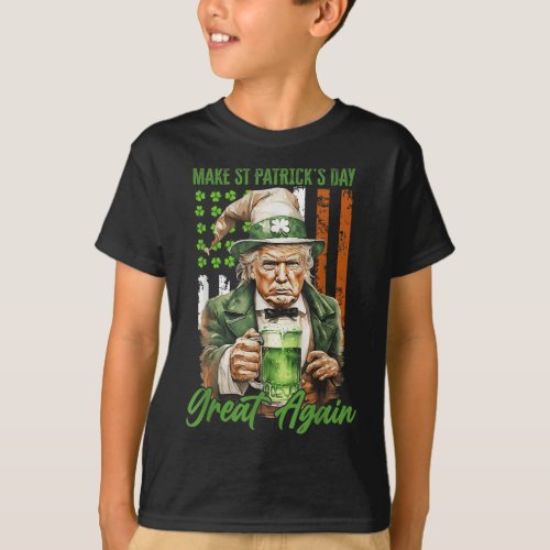 Funny Trump Make St Patricks Day Great Again Irish T_Shirt