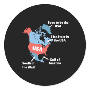 Funny Trump Map Of Usa - Canada, Greenland, Gulf O Classic Round Sticker