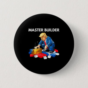 Funny Trump Master Builder Building Blocks Gift Button