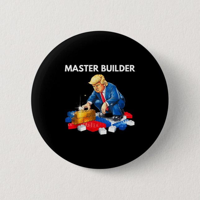 Funny Trump Master Builder Building Blocks Gift  Button (Front)