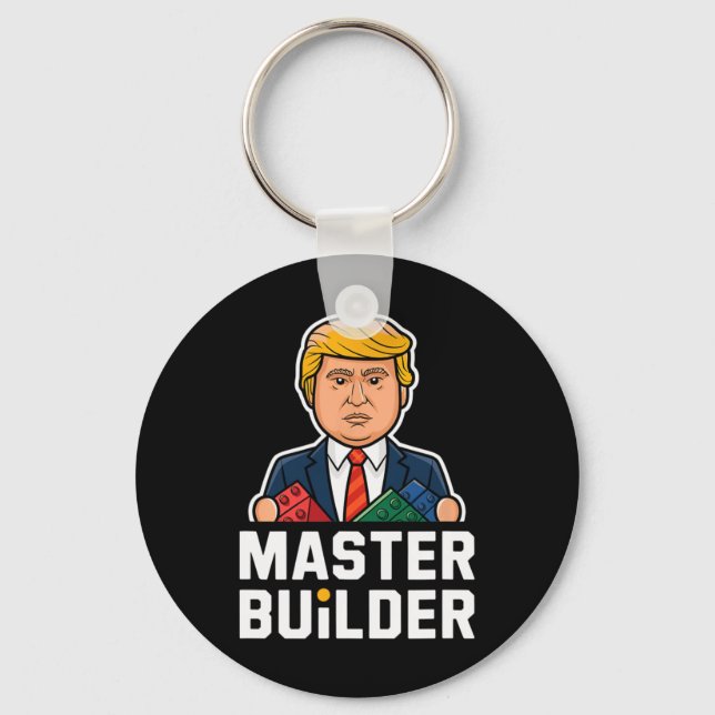 Funny Trump Master Builder Building Blocks Gift  Keychain (Front)