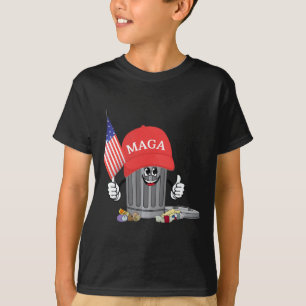 Funny Trump Mega Cartoon Garbage Can American Flag T-Shirt