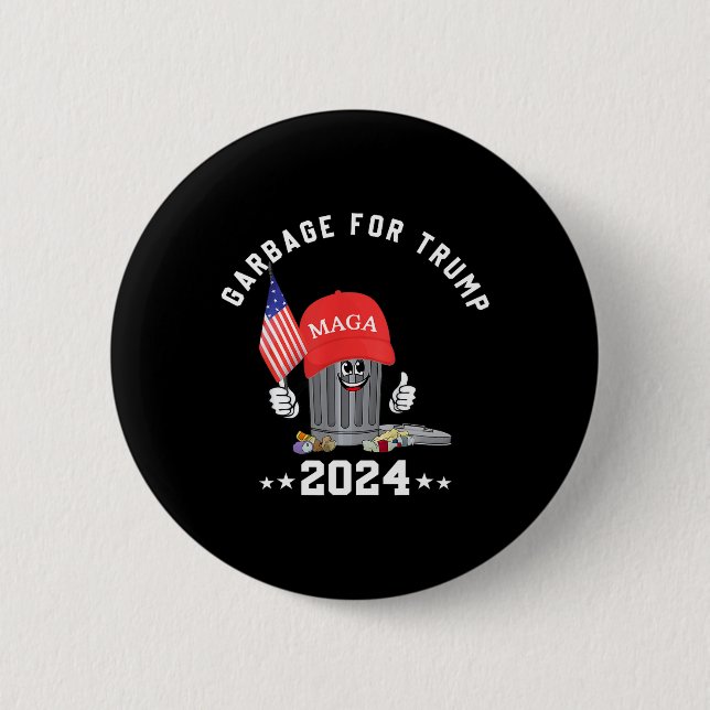 Funny Trump Mega Garbage Can Cartoon Character Ame Button (Front)