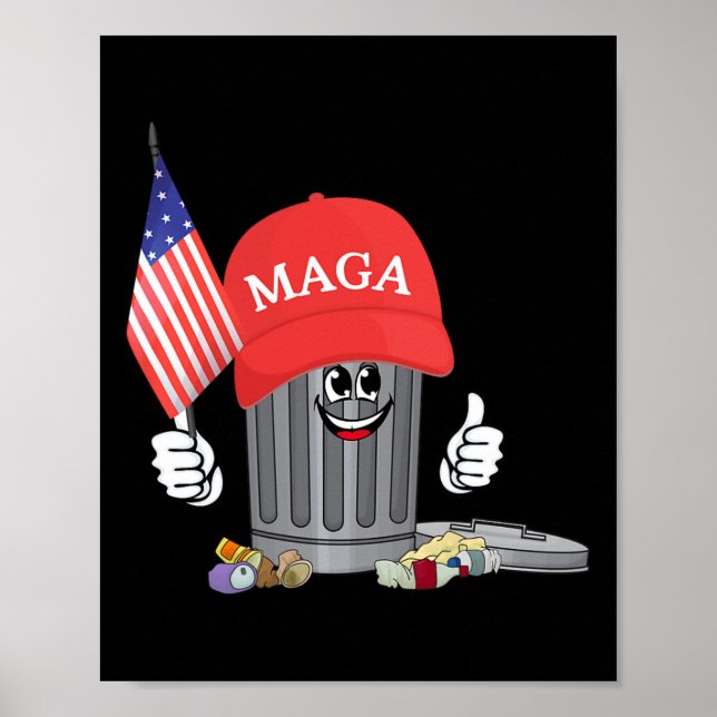 Funny Trump Mega Garbage Can Cartoon Character Ame Poster (Front)