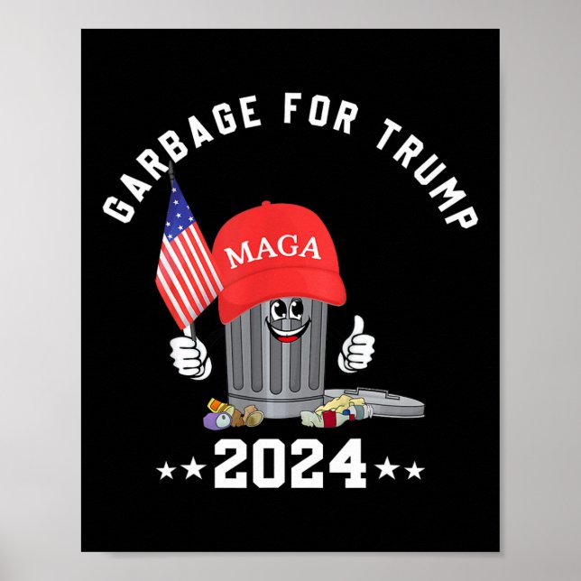 Funny Trump Mega Garbage Can Cartoon Character Ame Poster (Front)