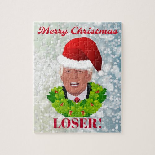 Funny Trump Merry Christmas Loser Jigsaw Puzzle