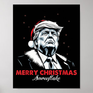 Funny Trump Merry Christmas Snowflake Poster
