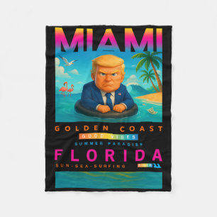 Funny Trump On Floating Yellow Duck Swim Ring In M Fleece Blanket