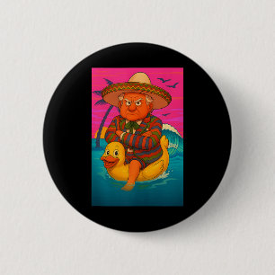 Funny Trump On Floating Yellow Duck Swim Ring In O Button