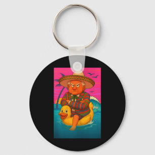 Funny Trump On Floating Yellow Duck Swim Ring In O Keychain