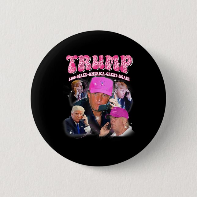 Funny Trump Pink Miss Me Yet Trump 2024 Take Ameri Button (Front)