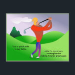 Funny Trump Playing Golf Political Postcard<br><div class="desc">Funny Trump Playing Golf Political Postcard</div>