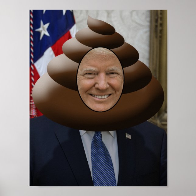 Funny Trump Poop Emoji Head Poster (Front)
