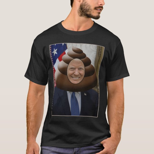 Funny Trump Poop Emoji Head T-Shirt (Front)