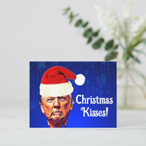 Funny Trump Pucker Christmas Kisses Holiday Postcard