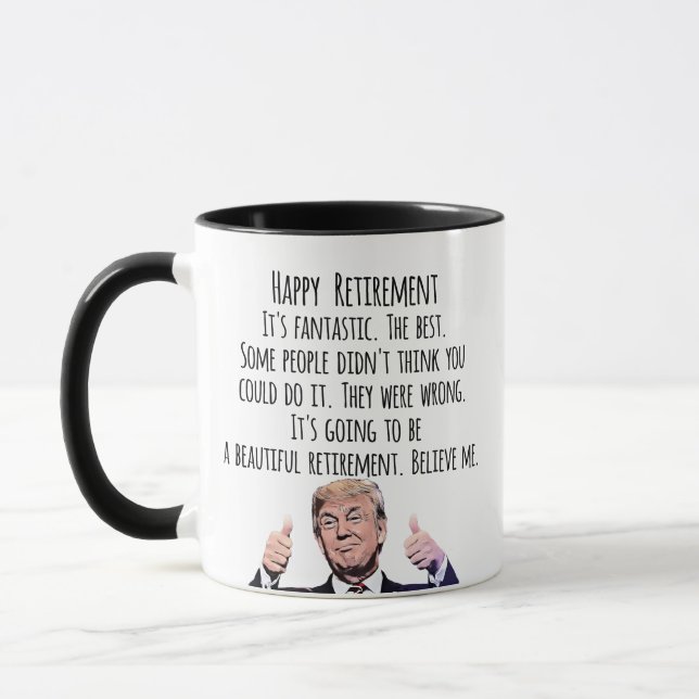 Funny Trump Retirement, MAGA Political Humor Mug (Left)