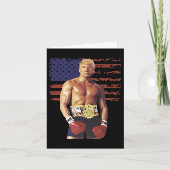 Funny Trump Rocky Boxing Meme Boxer Us Flag Patrio Card (Front)