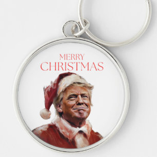 Funny Trump Santa Claus Christmas Card Keychain