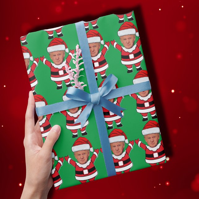 Funny Trump Santa Claus Custom Face Photo  Wrapping Paper (Creator Uploaded)
