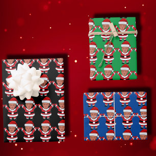 Funny Trump Santa Claus Custom Face Photo Wrapping Paper Sheets