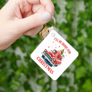 Funny Trump Santa Hat I'll Be Home for Christmas Keychain