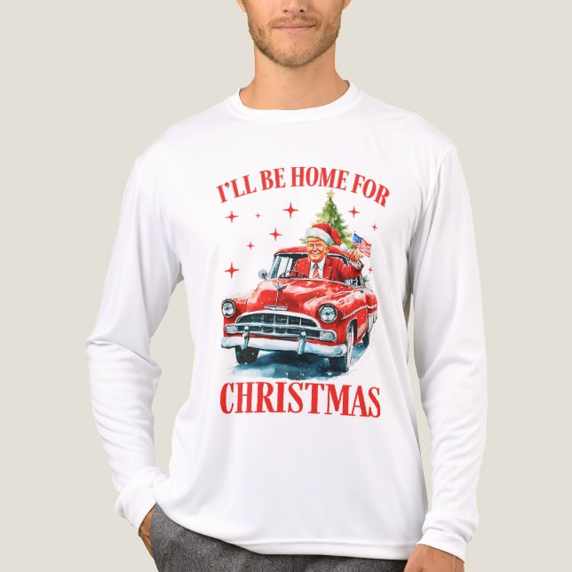 Funny Trump Santa Hat I'll Be Home for Christmas Tri-Blend Shirt (Front)