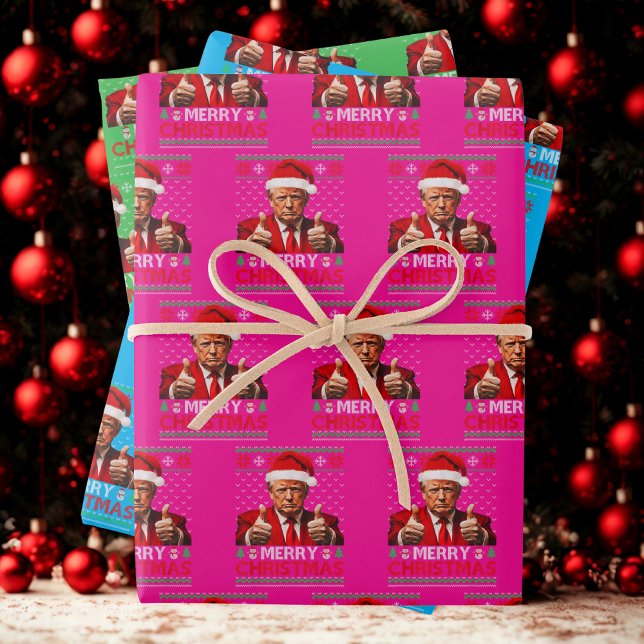 Funny Trump Santa Hat Merry Christmas Ugly Gift  Wrapping Paper Sheets (Creator Uploaded)