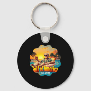 Funny Trump Shirt Gulf Of Us America Est 2025 Styl Keychain