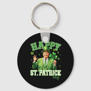 Funny Trump St Patrick's Day Lucky Shamrock Irelan Keychain