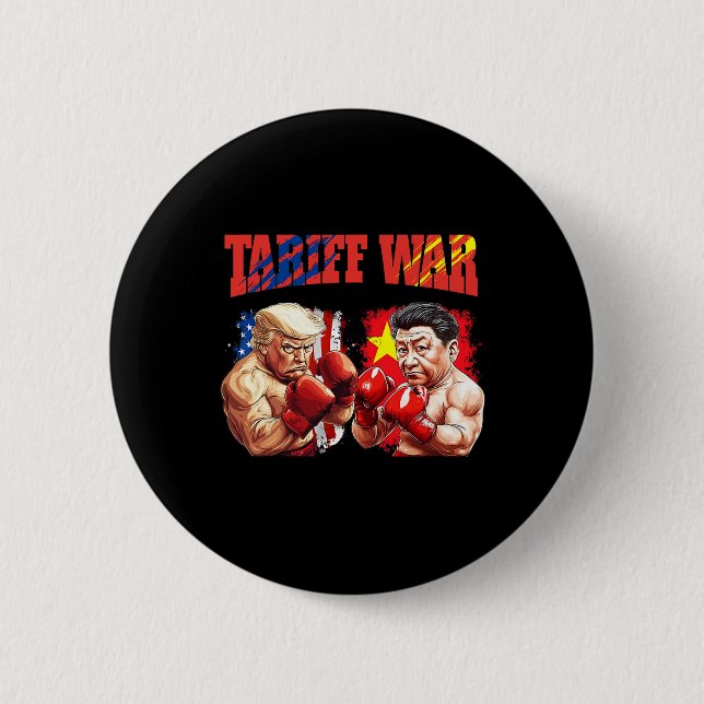 Funny Trump Vs Xi Jinping Boxing Boxing Match  Button (Front)