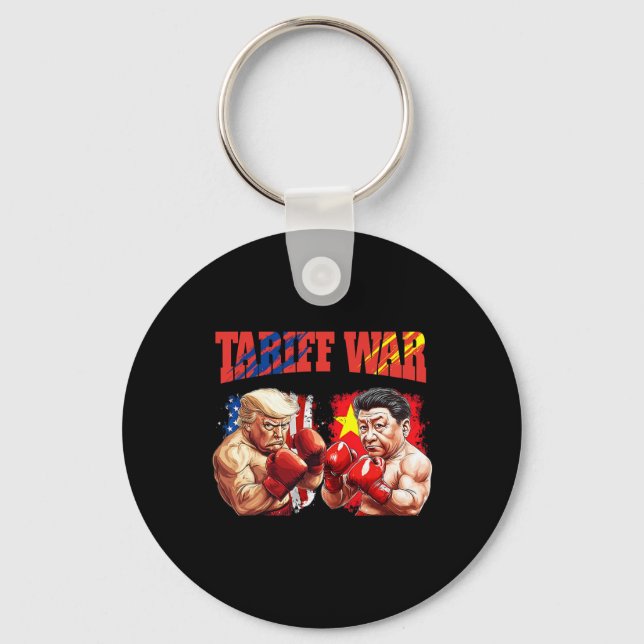 Funny Trump Vs Xi Jinping Boxing Boxing Match  Keychain (Front)