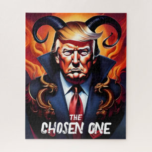 Funny Trump w/ Horns Chosen One Jigsaw Puzzle