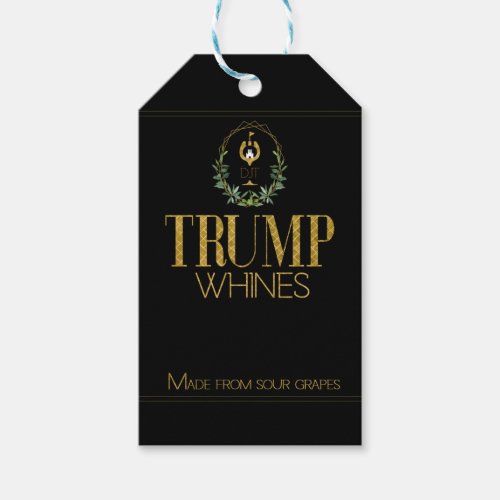 Funny Trump Whines Black Wine Gift Tags