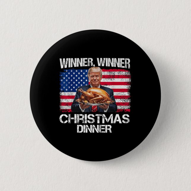Funny Trump Winner Winner Christmas Dinner Santa A Button (Front)