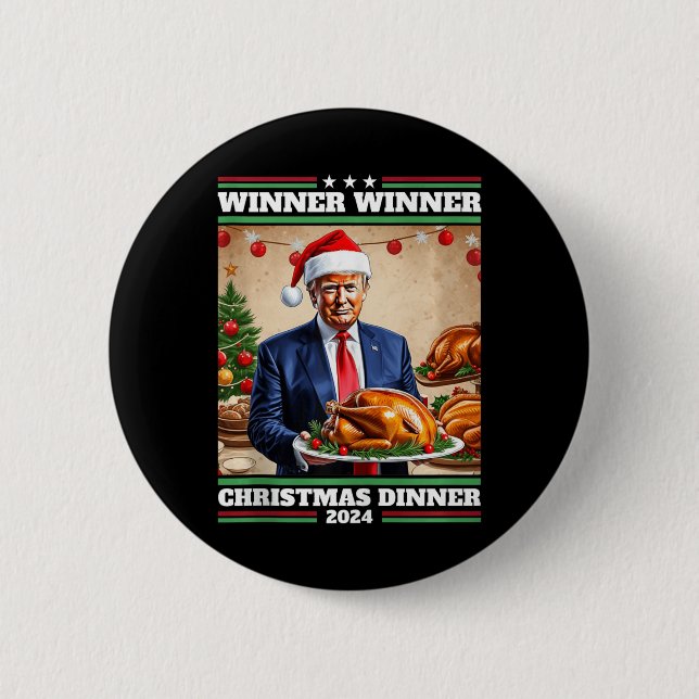 Funny Trump Winner Winner Christmas Dinner Tank To Button (Front)