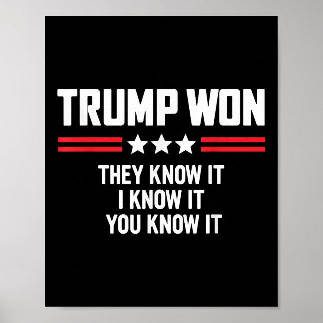 Funny Trump Won They Know It I Know It You Know Poster (Front)
