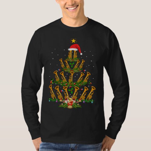 Funny Trumpet Lover Xmas Lighting Trumpet Christma T_Shirt