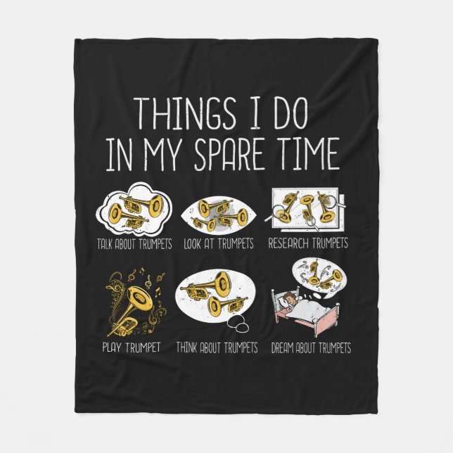 Funny Trumpet Player Gift Jazz Music Men Trumpet Fleece Blanket (Front)