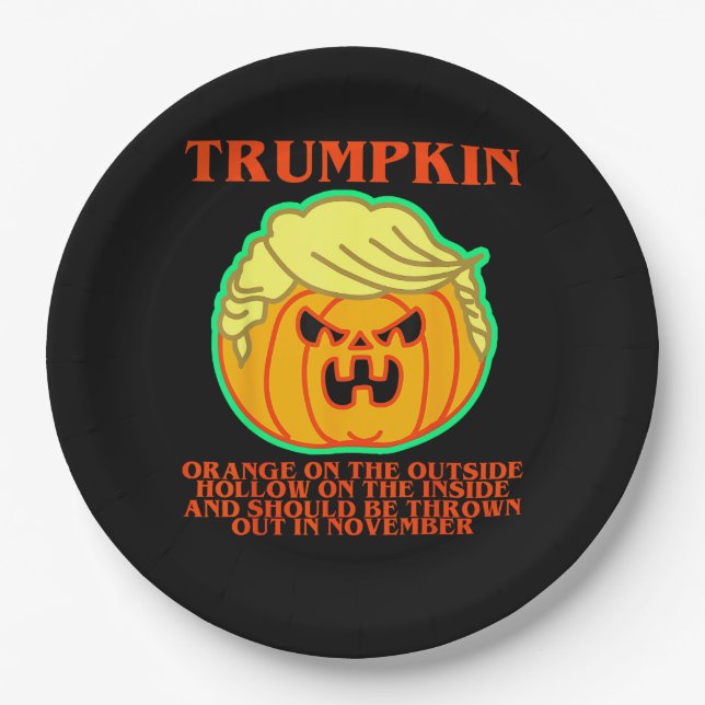 Funny Trumpkin Paper Plates (Front)