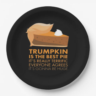 Funny Trumpkin Pie Paper Plates