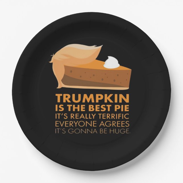 Funny Trumpkin Pie Paper Plates (Front)