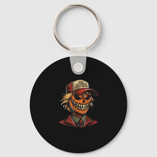 Funny Trumpkin Pumpkin Skeleton Make Halloween Gre Keychain (Front)
